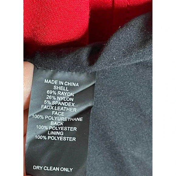 Vince Camuto Womens Long Sleeve Faux Leather One Button Jacket Red Black Sz 6 - Picture 8 of 10